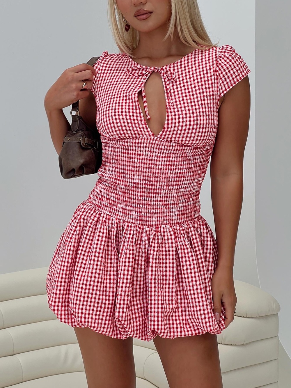 Princess Polly Ladybug Gingham Mini Dress Red